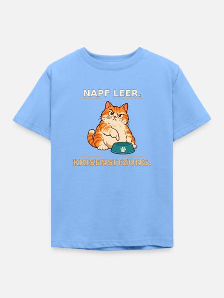 Krisensitzung der hungrigen Katze - Kinder T-Shirt - Himmelblau
