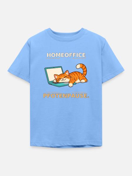 Homeoffice Pfotenpause Katze - Kinder T-Shirt - Himmelblau