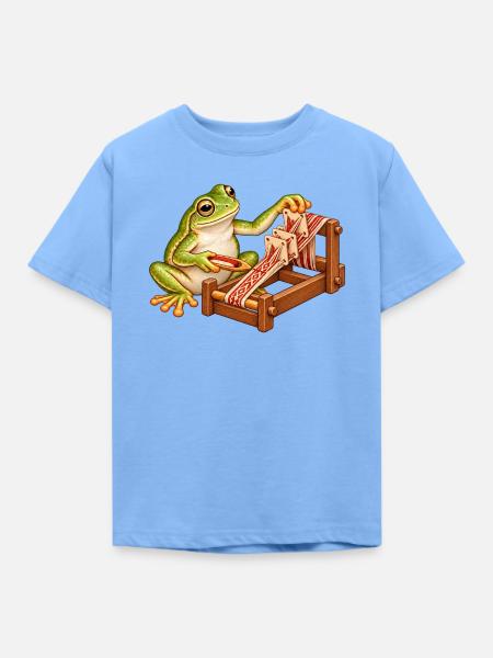 Frosch webt mit Brettchen - Kinder T-Shirt - Himmelblau