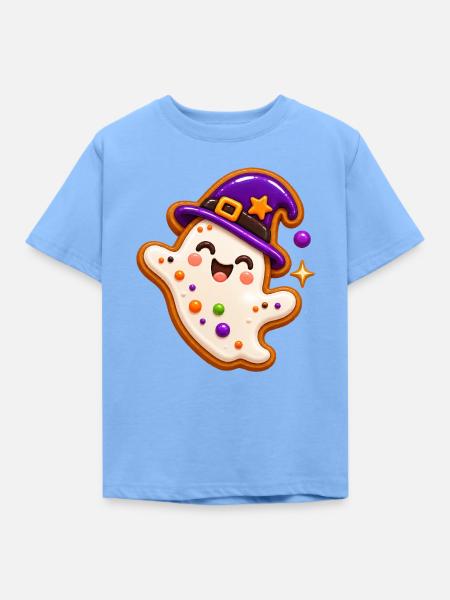 Geist-Keks mit Hexenhut - Kinder T-Shirt - Himmelblau