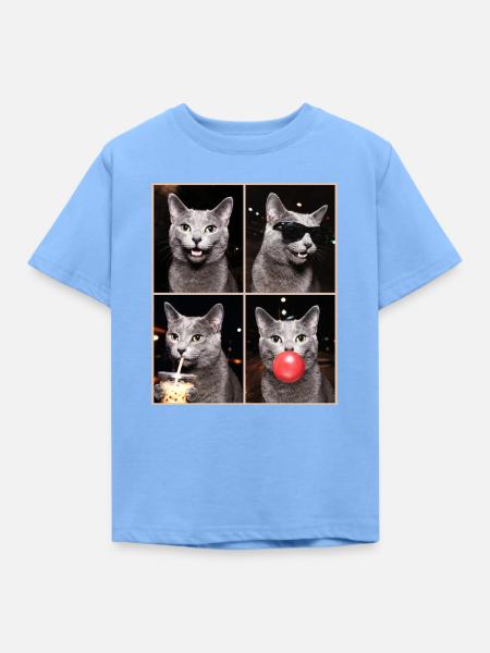 Katzen Russisch Blau Katze - Kinder T-Shirt - Himmelblau