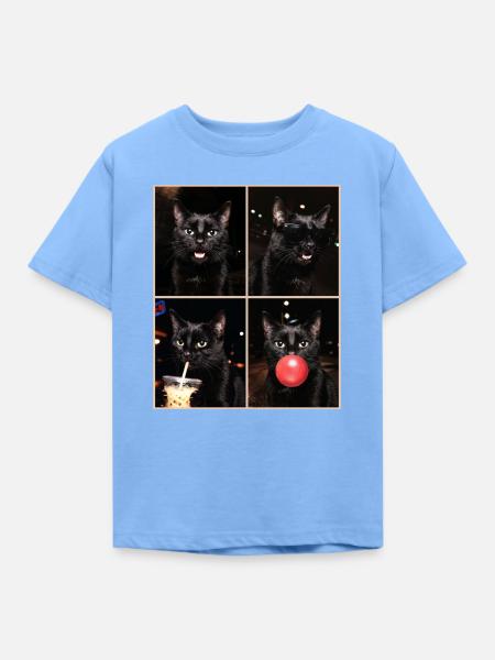 Katzen schwarze Katze - Kinder T-Shirt - Himmelblau