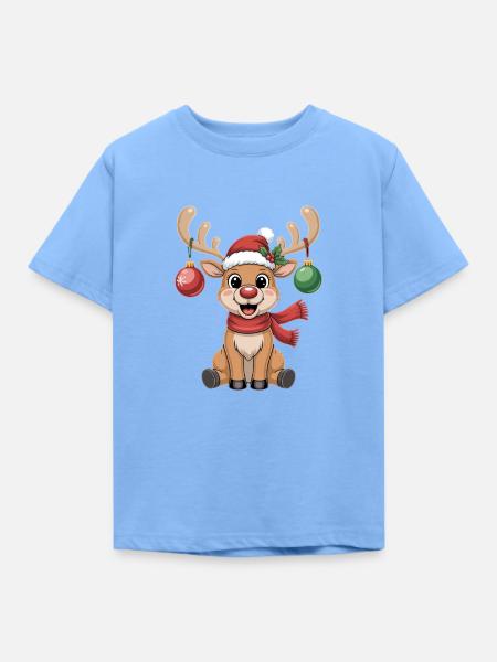 Rentier Weihnachten - Kinder T-Shirt - Himmelblau