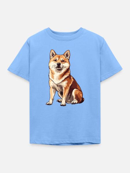 Shiba Inu Zeichnung - Kinder T-Shirt - Himmelblau