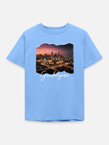 Nächtliche Guadalajara Skyline - Kinder T-Shirt - Himmelblau