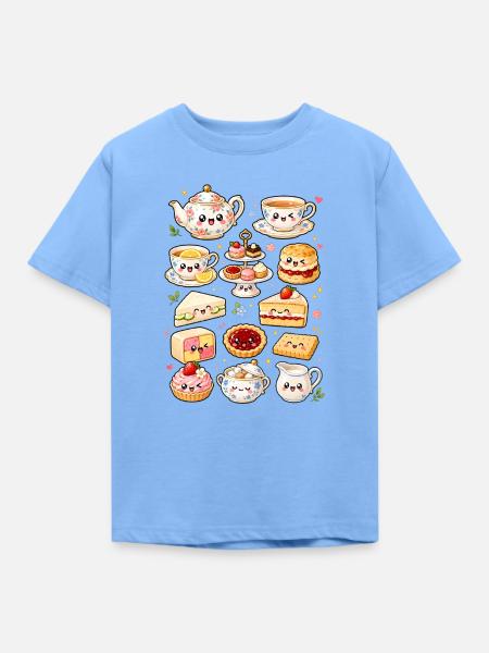 Kawaii Teatime | Tee & Gebäck - Kinder T-Shirt - Himmelblau