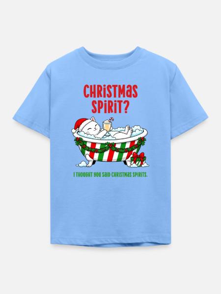 Lustige Weihnachtskatze Weihnachtsgeister Schaumbad - Kinder T-Shirt - Himmelblau