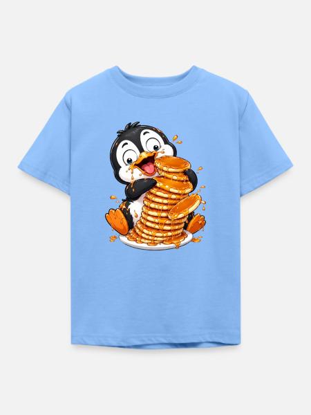 Pinguin Pfannkuchen Sirup Süßer Cartoon - Kinder T-Shirt - Himmelblau
