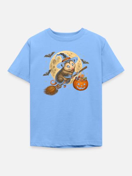 Opossum Hexe Halloween Opossum - Kinder T-Shirt - Himmelblau