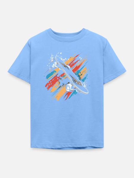 Skateboard Farbkleckse - Kinder T-Shirt - Himmelblau