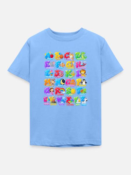 Buntes Tieralphabet für Kinder - Kinder T-Shirt - Himmelblau