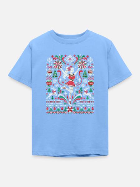 Tanzpaar Weihnachtsstrick Muster - Kinder T-Shirt - Himmelblau