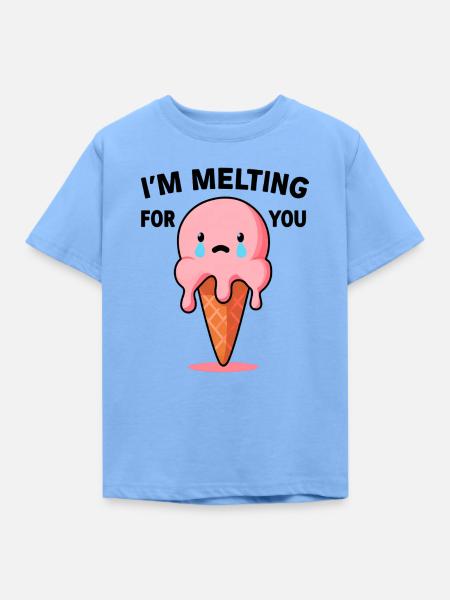 Schmelzende Eiscreme Liebesbotschaft - Kinder T-Shirt - Himmelblau