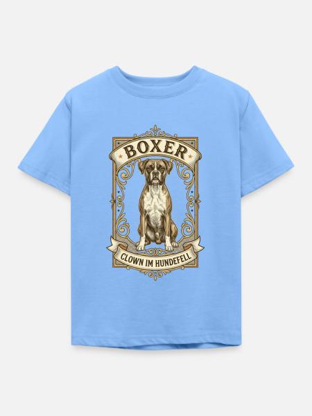 Boxer Hund Clown im Zirkusrahmen - Kinder T-Shirt - Himmelblau