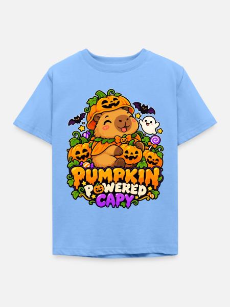 Pumpkin Powered Capybara - Kinder T-Shirt - Himmelblau