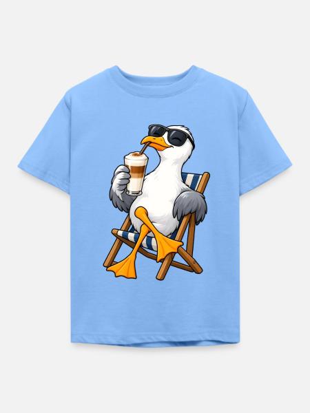 Möwe mit Latte Macchiato - Kinder T-Shirt - Himmelblau