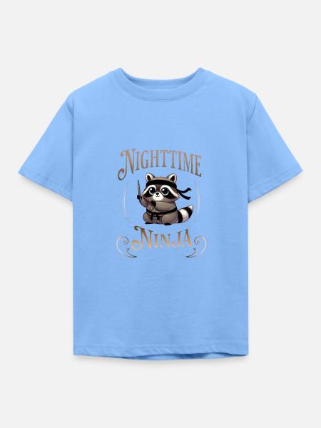 Ninja Waschbär - Kinder T-Shirt - Himmelblau