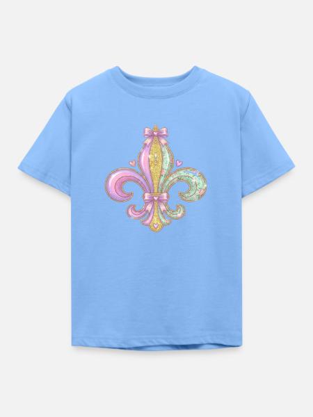 Pastell Glitzer Fleurdelis - Kinder T-Shirt - Himmelblau