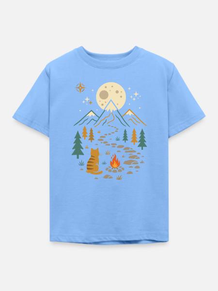 Wanderkatze – Outdoor-Abenteuer - Kinder T-Shirt - Himmelblau