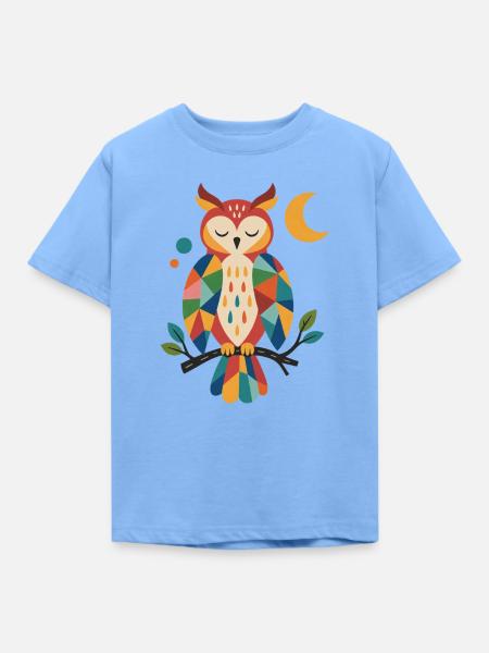 Geometrische Eulenfarben - Kinder T-Shirt - Himmelblau