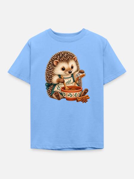 Igel mischt Gewürze - Kinder T-Shirt - Himmelblau