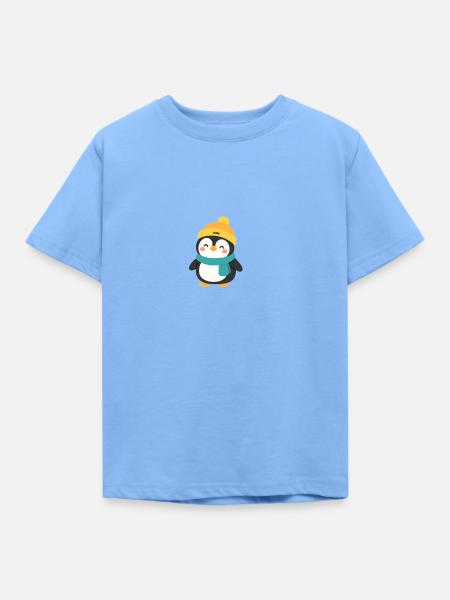 Winterpinguin mit Mütze und Schal - Kinder T-Shirt - Himmelblau