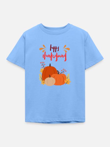 Dankfest Herbst Kürbis Szene - Kinder T-Shirt - Himmelblau