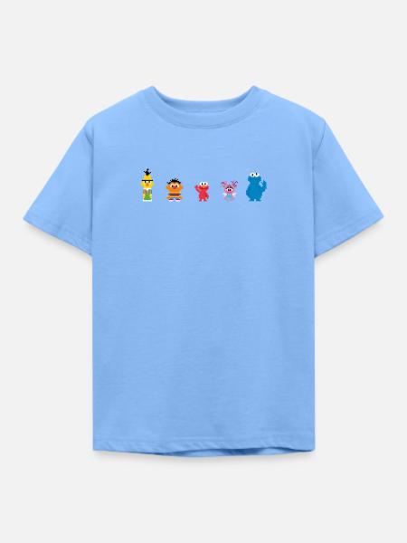 Sesamstraße Pixeldesign Charaktere - Kinder T-Shirt - Himmelblau