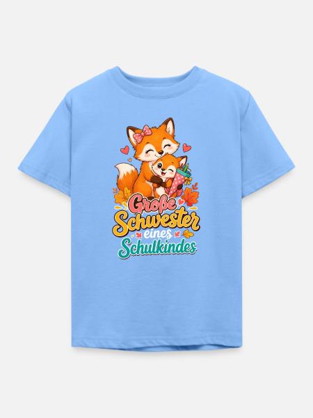 Große Schwester Schultüte Fuchs - Kinder T-Shirt - Himmelblau
