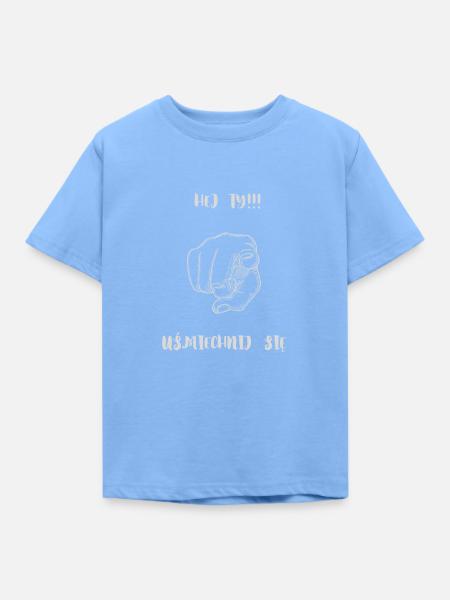 Hey, lächle. - Kinder T-Shirt - Himmelblau