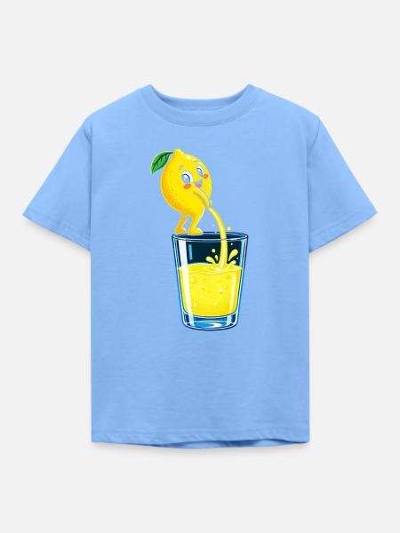 Zitronenheld Spritziges Glasbild - Kinder T-Shirt - Himmelblau