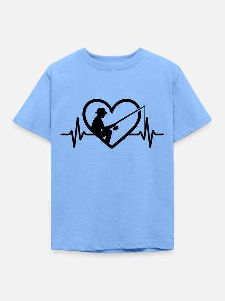 Angeln Herz - Kinder T-Shirt - Himmelblau