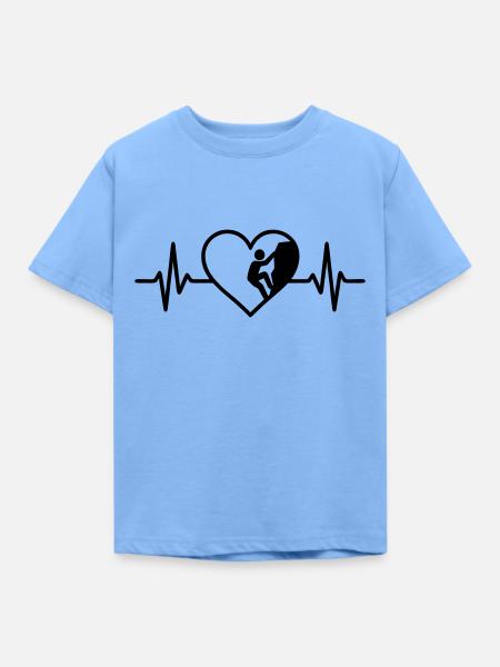 Klettern Sport Kletterer Herz - Kinder T-Shirt - Himmelblau