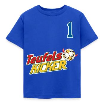 Teufelskicker Trikot Mit Logo Und Nr. 1 - Kinder T-Shirt - Royalblau - Vorne - AI Model Kid Female (0cm)
