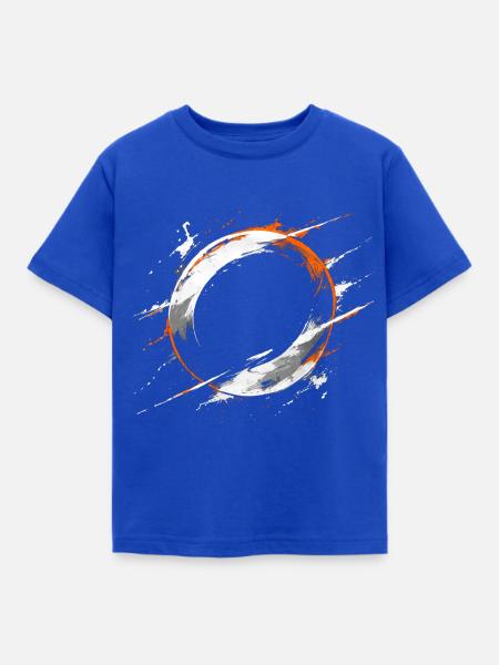 Orangene Enso-Splash-Kreis - Kinder T-Shirt - Royalblau