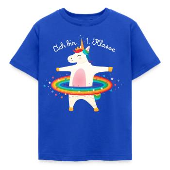 Ich Bin 1. Klasse - Einhorn Hula Unicorn - Kinder T-Shirt - Royalblau - Vorne - AI Model Kid Female (0cm)