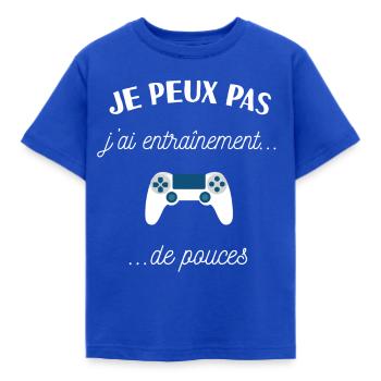J peux pas j ai console - T-shirt Enfant - bleu royal - Devant - AI Model Kid Female (0cm)