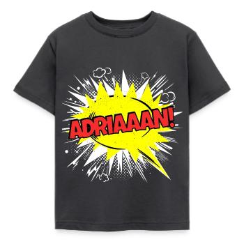 Adrian Name Lustige Sprechblase Adriaaan! - Kinder T-Shirt - Dunkelgrau - Vorne - AI Model Kid Female (0cm)
