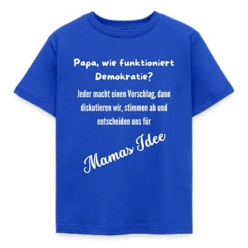 Wie funktioniert Demokratie? - Kinder T-Shirt - Royalblau - Vorne - AI Model Kid Female (0cm)