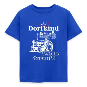 Dorfkind und stolz darauf- Spruch mit Traktor - Kinder T-Shirt - Royalblau - Vorne - AI Model Kid Female (0cm)