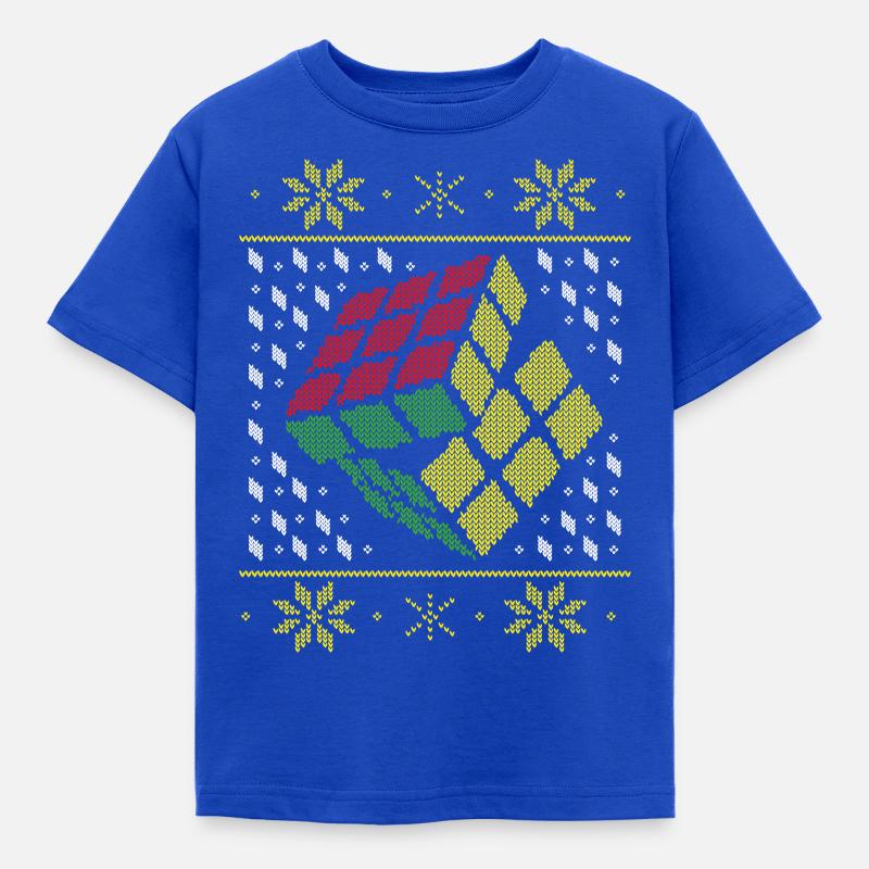 Rubik's Cube Pull Moche De Noël - T-shirt Enfant - bleu royal