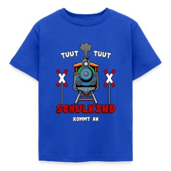 Einschulung mit der Dampflok zur Schule - Kinder T-Shirt - Royalblau - Vorne - AI Model Kid Female (0cm)