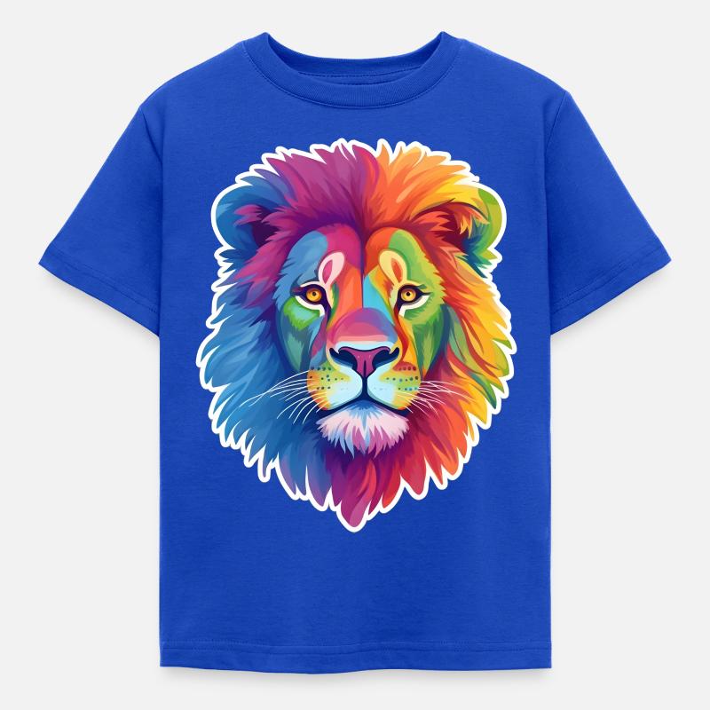 Regenbogen Löwe - Børne-T-shirt - kongeblå