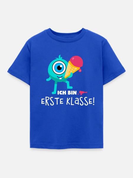 Schulstart Monster Erdbeer - Kinder T-Shirt - Royalblau