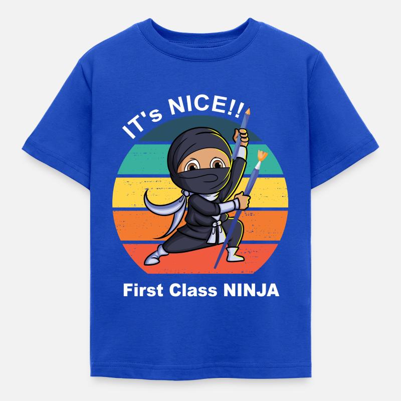 First Class Ninja - Kinder T-Shirt - Royalblau