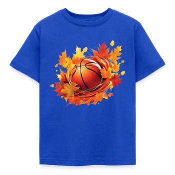 Feuilles de basketball, d’érable et de chêne en automne - T-shirt Enfant - bleu royal - Devant - AI Model Kid Female (0cm)