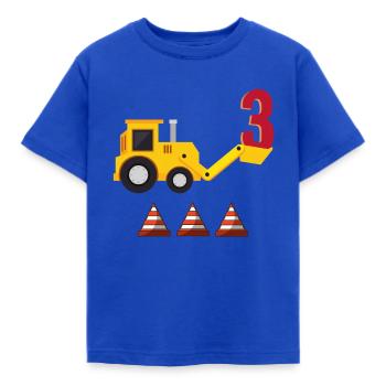 Chemise d'anniversaire avec excavatrice pour le 3ème anniversaire - T-shirt Enfant - bleu royal - Devant - AI Model Kid Female (0cm)