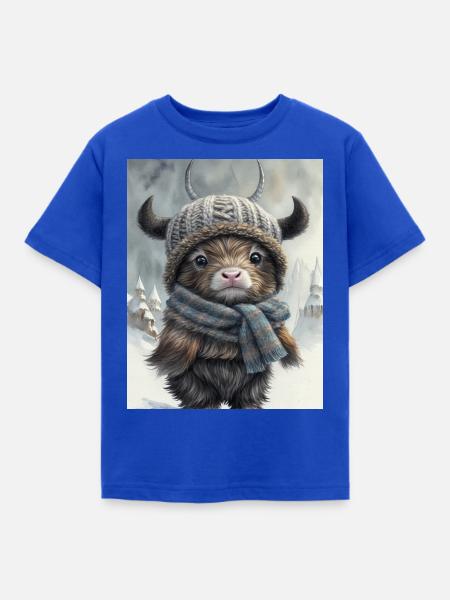 Niedlicher schottischer Highlander - Kinder T-Shirt - Royalblau