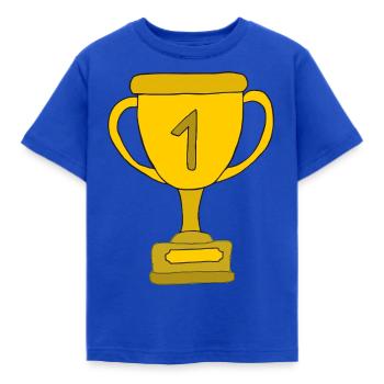pokal gelb - Kinder T-Shirt - Royalblau - Vorne - AI Model Kid Female (0cm)