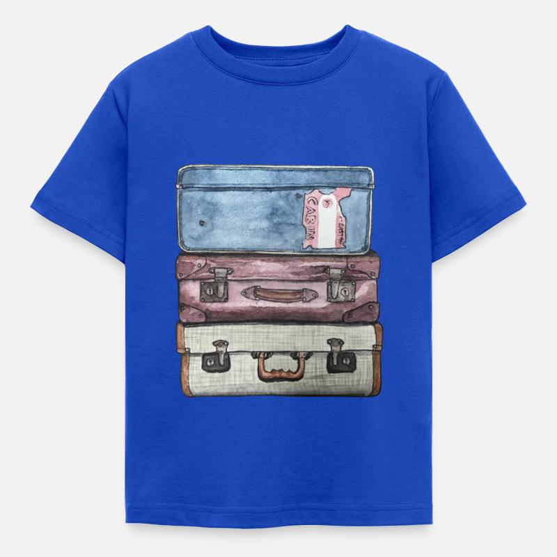Suitcase stack with 3 old suitcases - Kids' T-Shirt - royal blue